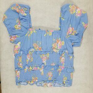 New with Tag So Brand Top Blue with Floral Pattern Size Large